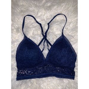 Navy blue lace bralette